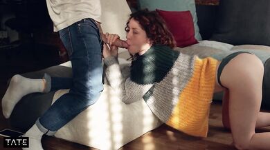 romantic sex on the sofa & massive cumshot - little arden