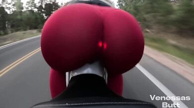 Biker Girl Rides Motorcycle With LED Light Up Butt Plug - VenessasButt