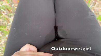Real desperate accident in horse riding leggins outdoors