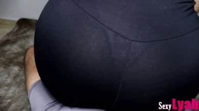 Hot Latina gives Assjob Lap Dance in Tight Black Leggings
