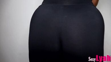 Hot Latina gives Assjob Lap Dance in Tight Black Leggings