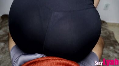 Hot Latina gives Assjob Lap Dance in Tight Black Leggings