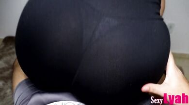 Hot Latina gives Assjob Lap Dance in Tight Black Leggings