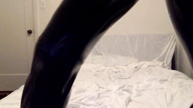 Loud latex cum, bare cock, with a dildo in my ass
