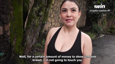 Colombian busty babe gets unexpected proposal in the street from muscular brunette