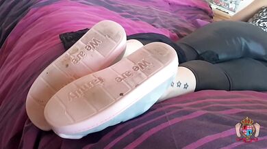 Footslave blindfold humiliation - Feet licking, toe sucking, cum on foot Goddess feet