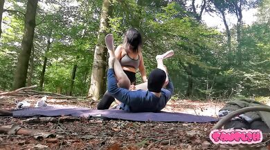 First time outdoor pegging my slut in the forest