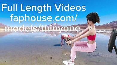 Asian babe has long pink legs like pelican but got fucked like little monkey
