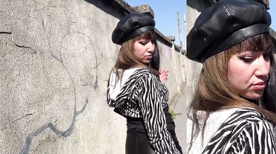 Miss Sandra Domina - Fetish walk and smoking with leather boots and leather leggings