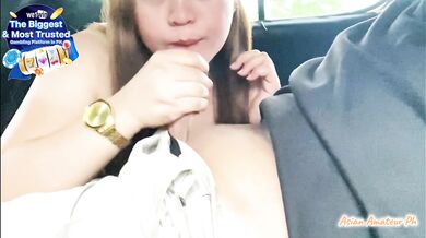 UBER DRIVER COULDN’t RESIST ASKING FOR A BLOWJOB. RISKY PUBLIC OUTDOOR BLOWJOB CUM IN MOUTH