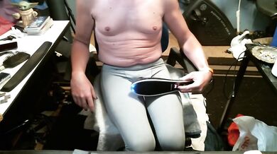 Full Bladder torture with Massager. Cum in tight leggings then lose control!