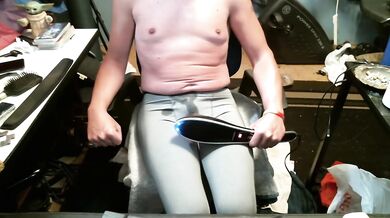 Full Bladder torture with Massager. Cum in tight leggings then lose control!