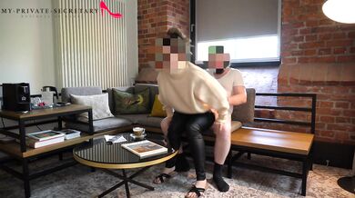 my private secretary in turtle neck pullover and tight leggings fucked on a business trip
