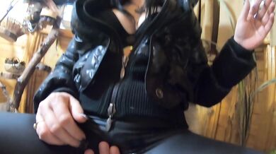 Preview-MilfyCalla- A Lot Of Cum On my black down jacket and black leather leggings 216