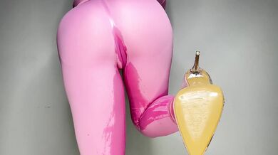Peeing Leggings and Socks in See-Through Heels