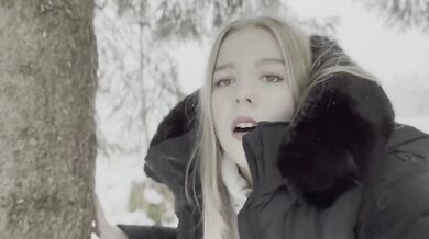 18 year old teen is fucked in the forest in the snow