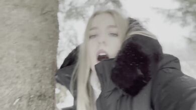 18 year old teen is fucked in the forest in the snow