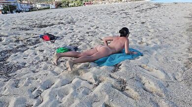 Let's make Public Beach a NUDIST one # Close Up PEE n Gaping on Public Beach