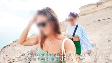 BEACH HANDJOB: during my exhib trip I find the two girls flashed in the parking lot