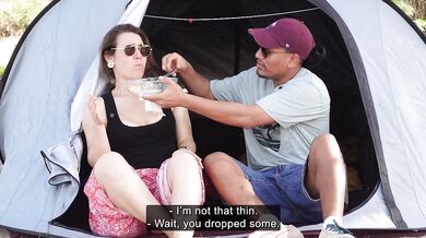 I catch my sister-in-law TOUCHING MY COCK inside the tent.