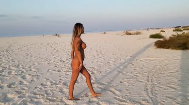 Naked Monika Fox Poses On Beach, Sprinkles Herself With Sand And Shows Pussy And Ass
