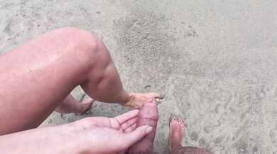 Stranger girl helping to pee guy at the public beach compilation