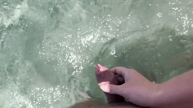 Stranger girl helping to pee guy at the public beach compilation