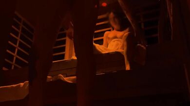Caught masturbating in sauna by stranger
