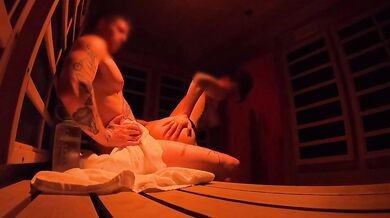 caught masturbating in sauna and she sucks and fucks me raw