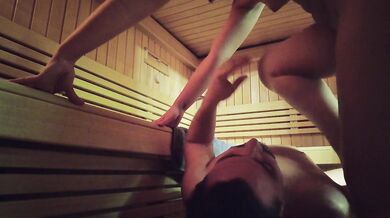 STEPSISTER MAKE HIM CUM TWICE IN SAUNA