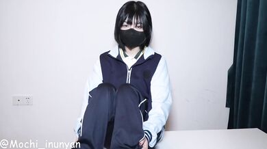 Cute girl in Chinese school uniform wereing white stocking shows off her butt