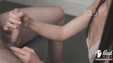 Handjob from SadMiss helps her lover let out his spunk on her face - Asian porn!