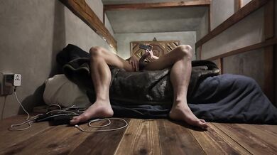 Chinese/Korean Masturbates in a Public Capsule Onsen in Japan