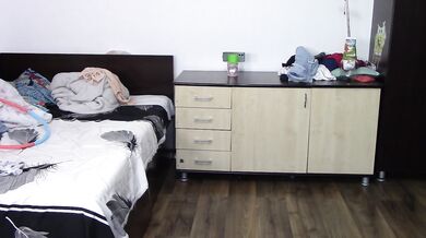 Sexy wife workout at home naked. Amateur wife masturbates with her fingers in her pussy.