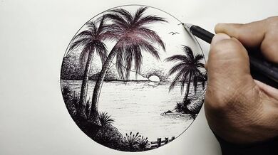 Circle Scenery in Scribble Art