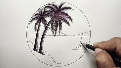 Circle Scenery in Scribble Art