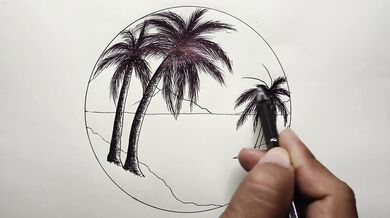 Circle Scenery in Scribble Art