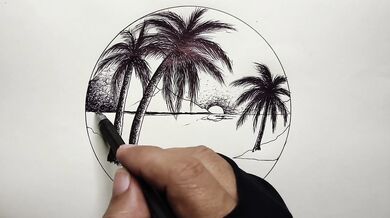 Circle Scenery in Scribble Art