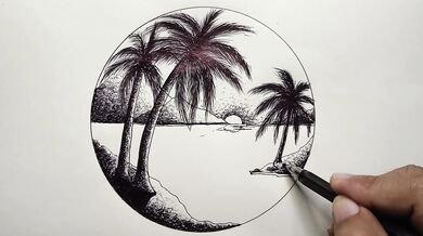 Circle Scenery in Scribble Art