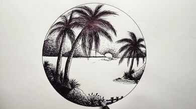 Circle Scenery in Scribble Art