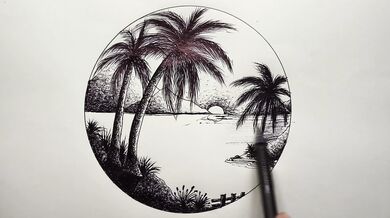 Circle Scenery in Scribble Art
