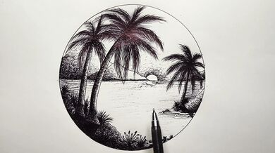 Circle Scenery in Scribble Art