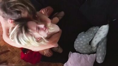 A muscular guy fucked a cute girl in stockings. Sensual and passionate sex