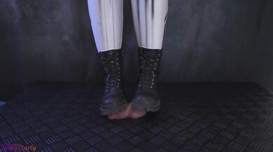 Testing Your Cock and Balls Durability with Two Pairs of Combat Boots - Cock Balls Crush Trample, Shoejob, Bootjob, CBT, Ballbusting, Trampling, Stomp