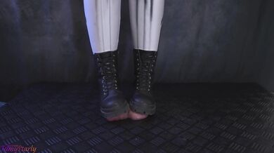 Testing Your Cock and Balls Durability with Two Pairs of Combat Boots - Cock Balls Crush Trample, Shoejob, Bootjob, CBT, Ballbusting, Trampling, Stomp