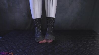 Testing Your Cock and Balls Durability with Two Pairs of Combat Boots - Cock Balls Crush Trample, Shoejob, Bootjob, CBT, Ballbusting, Trampling, Stomp
