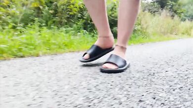 Nylon feet take a walk in nature