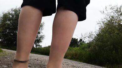 Nylon feet take a walk in nature