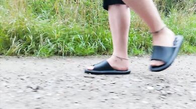 Nylon feet take a walk in nature