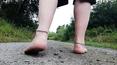 Nylon feet take a walk in nature